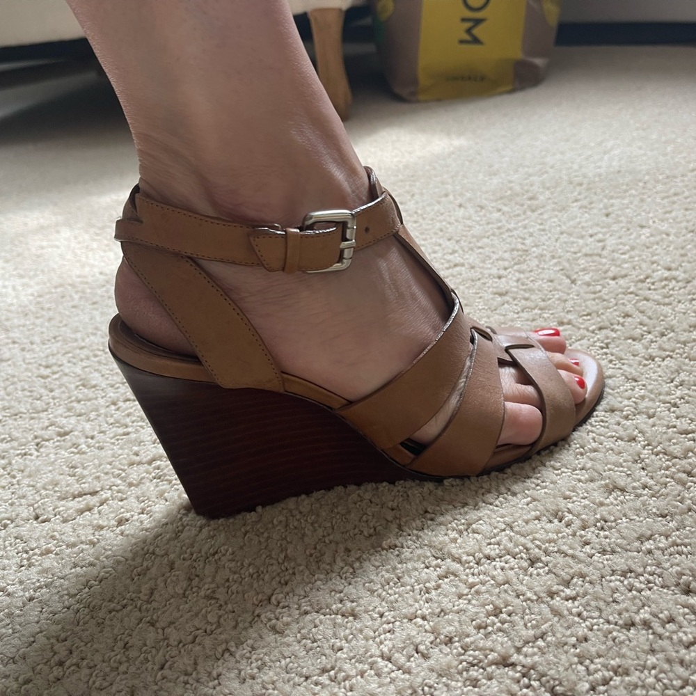 Theory Leather Wedge Sandals